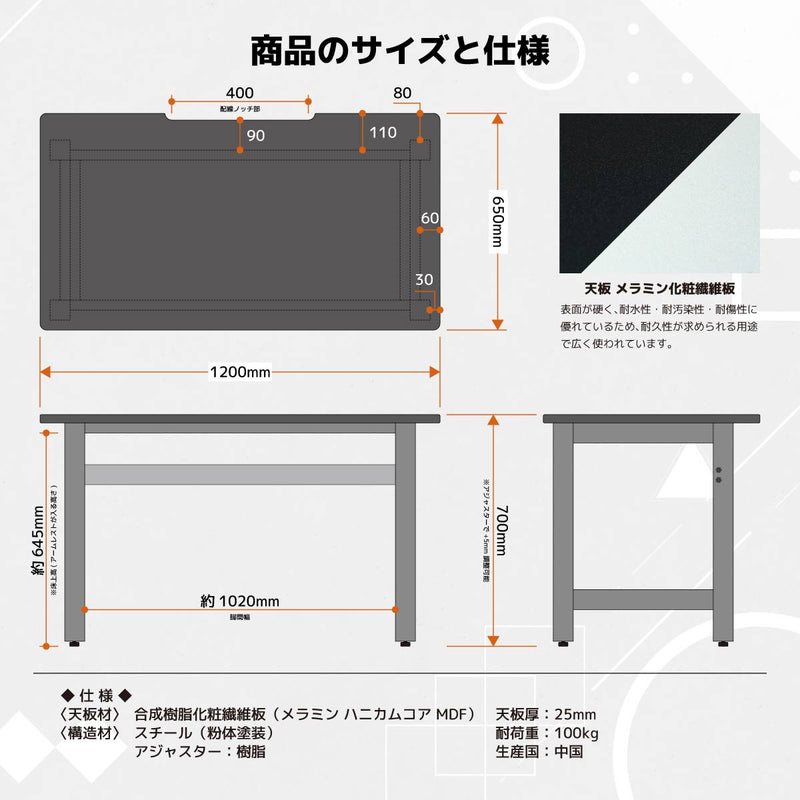 ウルルV2 ゲーミングデスク 幅120cm ホワイト メーカー直送 ▼返品・キャンセル不可【他商品との同時購入不可】