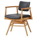 ダイニングチェア カストロ 回転式 ナチュラル 合成皮革 座面ブラック 【直送品】 返品・キャンセル・他商品と同時購入は不可