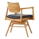 ダイニングチェア カストロ 回転式 ナチュラル 合成皮革 座面ブラック 【直送品】 返品・キャンセル・他商品と同時購入は不可