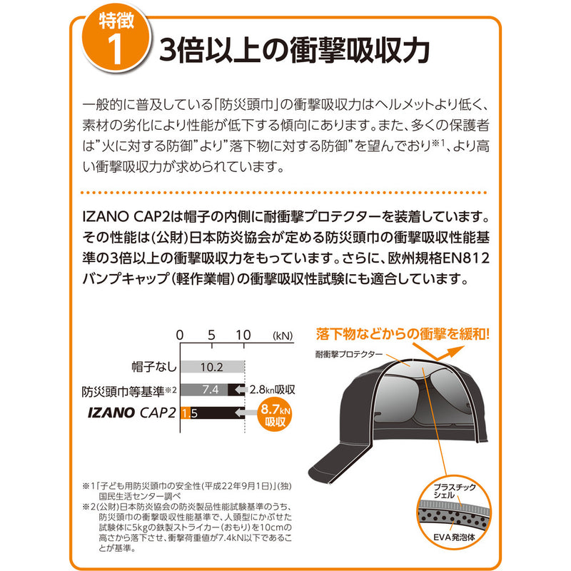 IZANO CAP2 防炎タイプ MLサイズ オレンジ メーカー直送 ▼返品・キャンセル不可【他商品との同時購入不可】