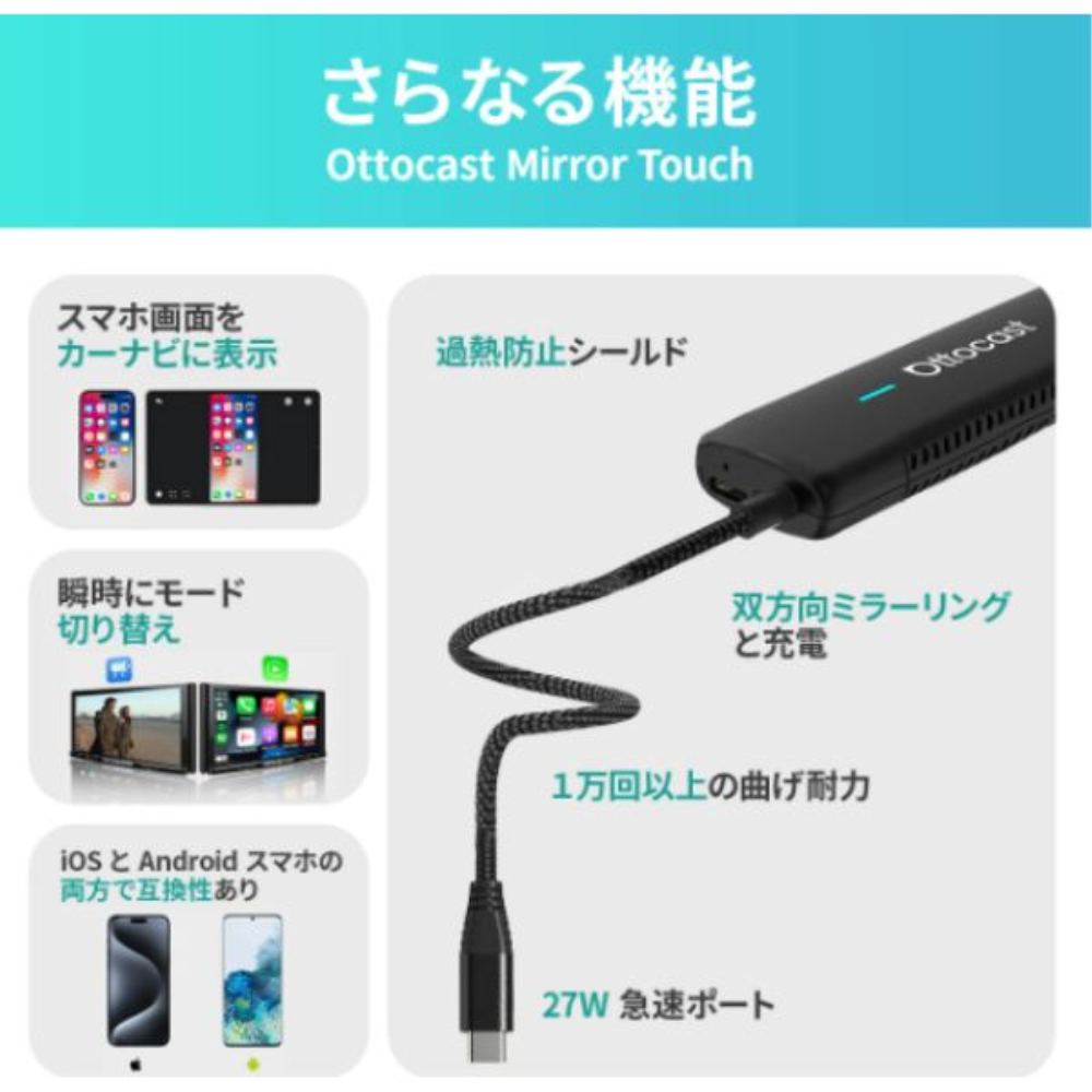 CA450 OTTOCAST Mirror Touch ワイヤレスCayアダプター 【直送品