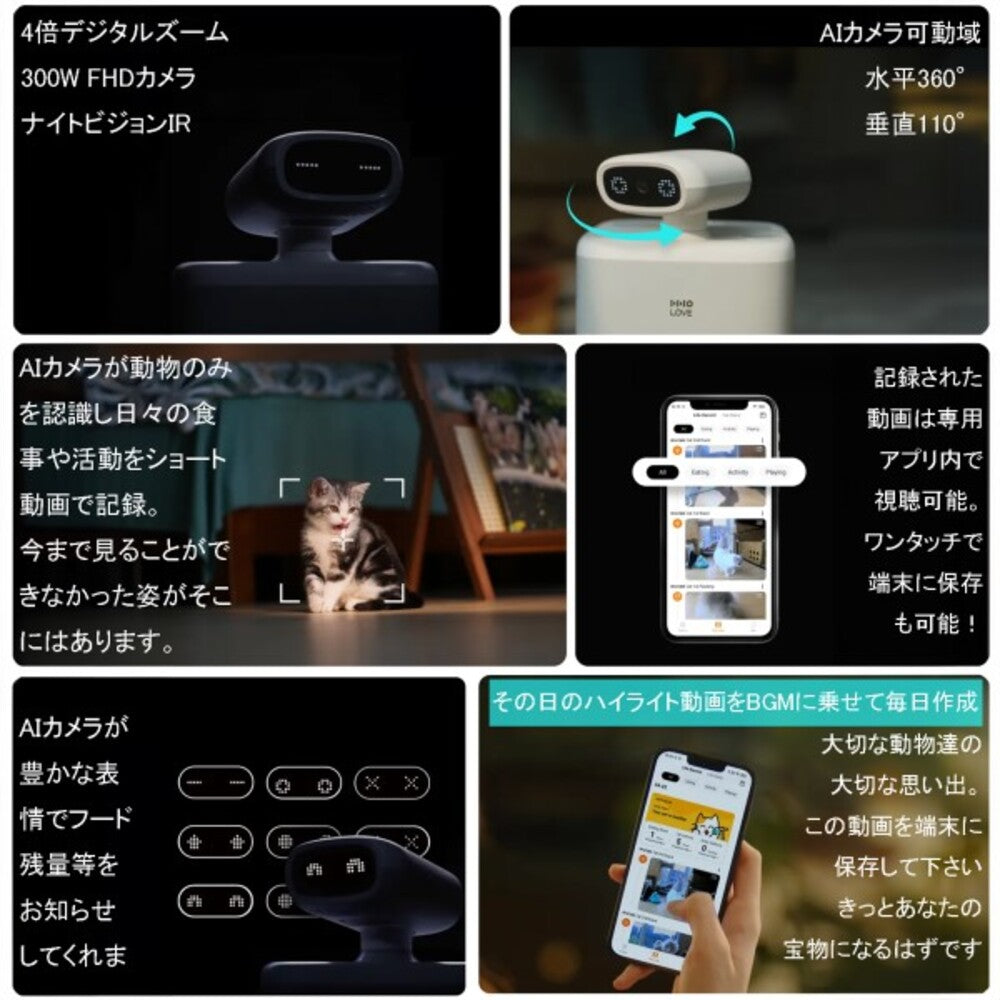 HHOLOVE Ositter AIカメラ搭載自動給餌器 メーカー直送 ▽返品