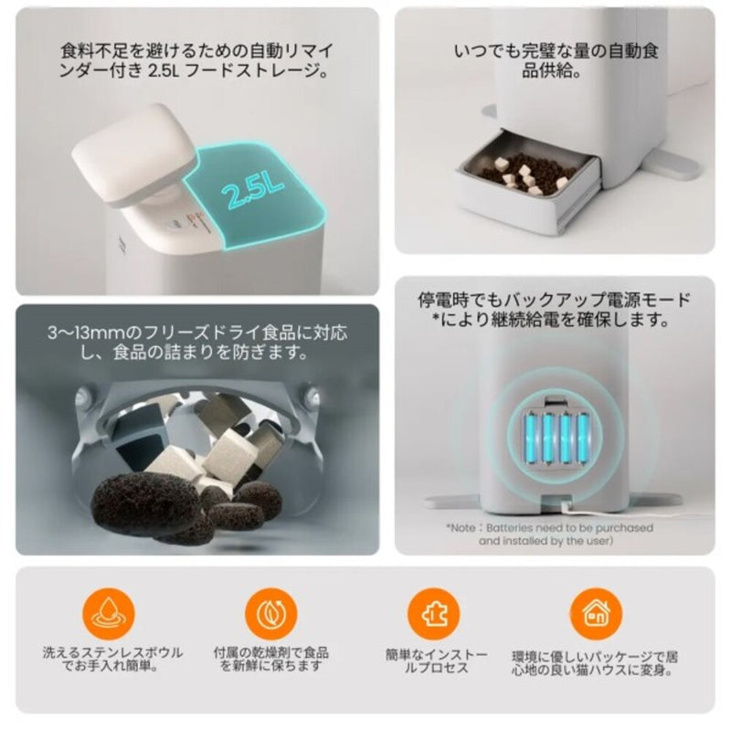 HHOLOVE Ositter AIカメラ搭載自動給餌器 メーカー直送 ▼返品・キャンセル不可【他商品との同時購入不可】