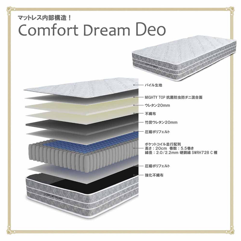 厚み24cmSポケットコイルマットレスCFDM-Deo-S メーカー直送cm ▼返品・キャンセル不可【他商品との同時購入不可】