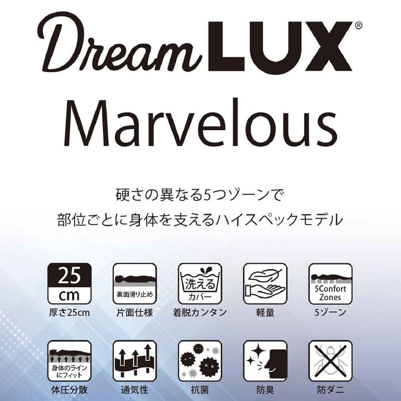 厚み25cmDノンコイルマットレス DLUX-MBRS-D メーカー直送 ▼返品・キャンセル不可【他商品との同時購入不可】