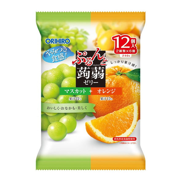 ◆Orihiro Purun 蒟蒻果冻拼盘 麝香+橙子 20g x 12 ※