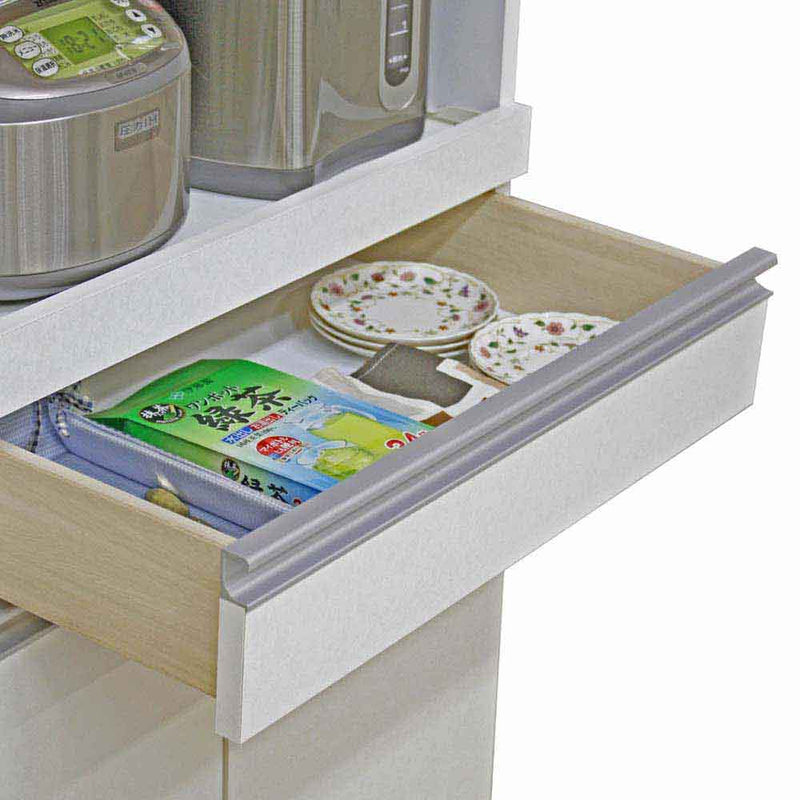 12キロの米びつ付き国産レンジ台 引出しタイプ RB03-1-WH メーカー直送 ▼返品・キャンセル不可【他商品と同時購入不可】