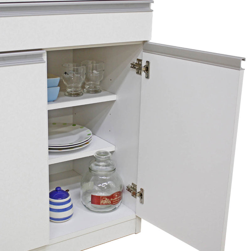 12キロの米びつ付き国産レンジ台 引出しタイプ RB03-1-WH メーカー直送 ▼返品・キャンセル不可【他商品と同時購入不可】