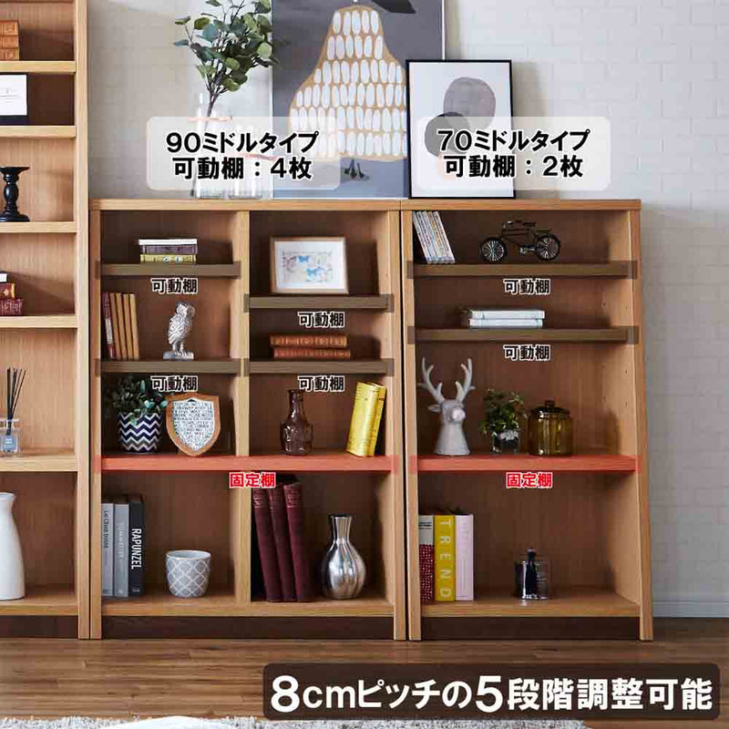 ブックシェフル幅90cmのミドルタイプ BS-01-90M-BR メーカー直送 ▼返品・キャンセル不可【他商品との同時購入不可】