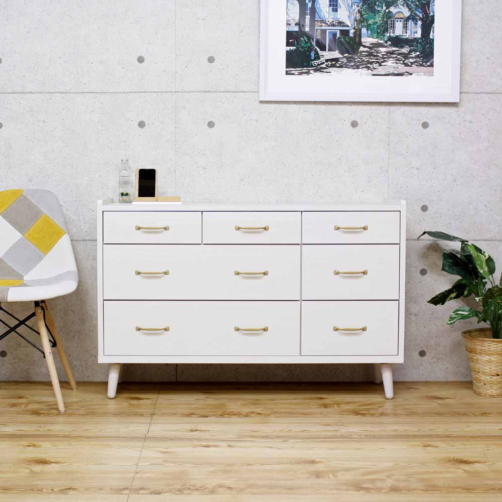 北欧風国産120-3ローチェスト CH-01-120-3-WH 【直送品】 返品