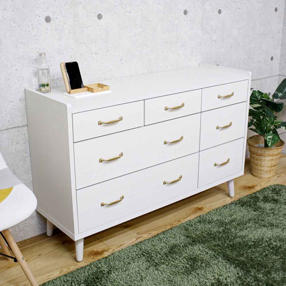 北欧風国産120-3ローチェスト CH-01-120-3-WH 【直送品】 返品