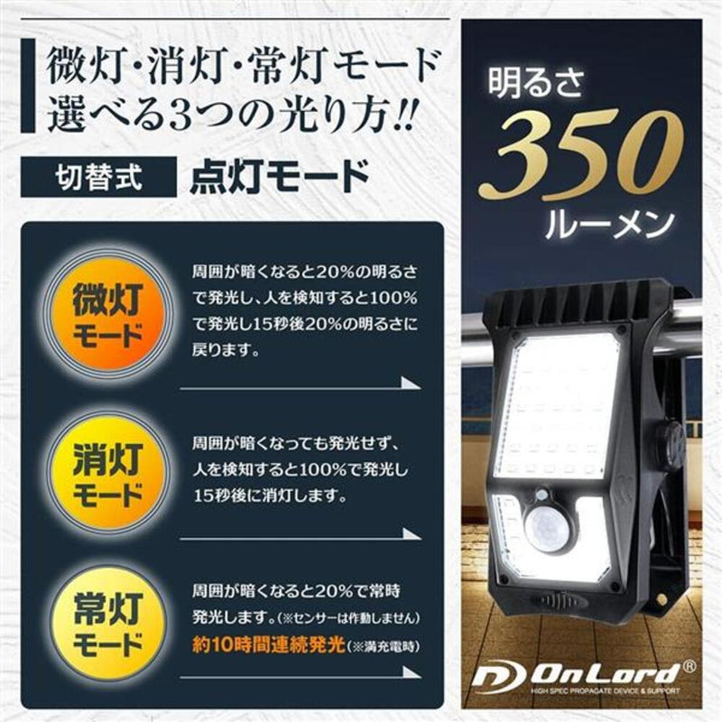 オンスクエア  ソーラーLED・センサークリップライト 1台