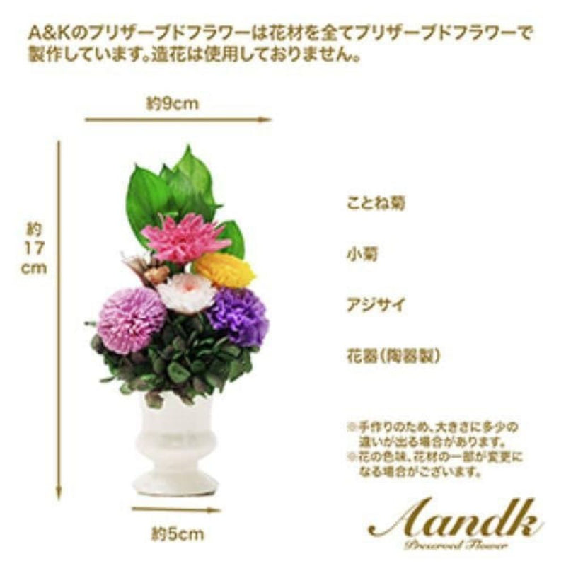 プリザードフラワー 紫苑 花器付き AKF-073 メーカー直送 ▼返品・キャンセル不可【他商品との同時購入不可】