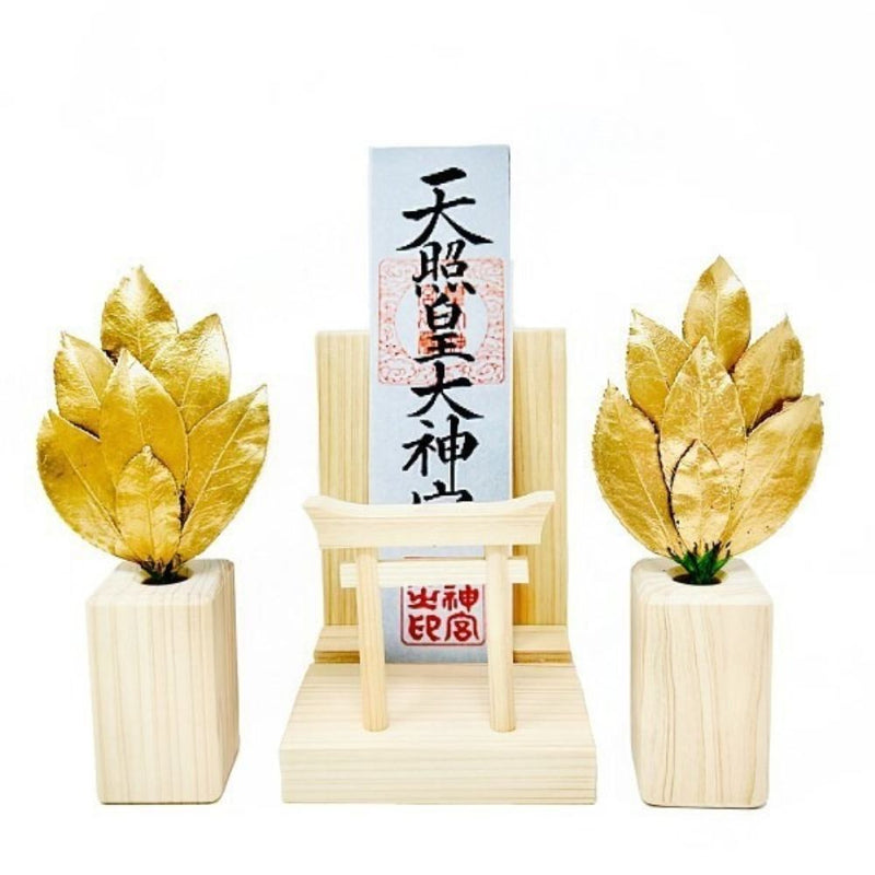ミニ SS 金の榊 鳥居付き神棚セット ST-038 メーカー直送 ▼返品・キャンセル不可【他商品との同時購入不可】