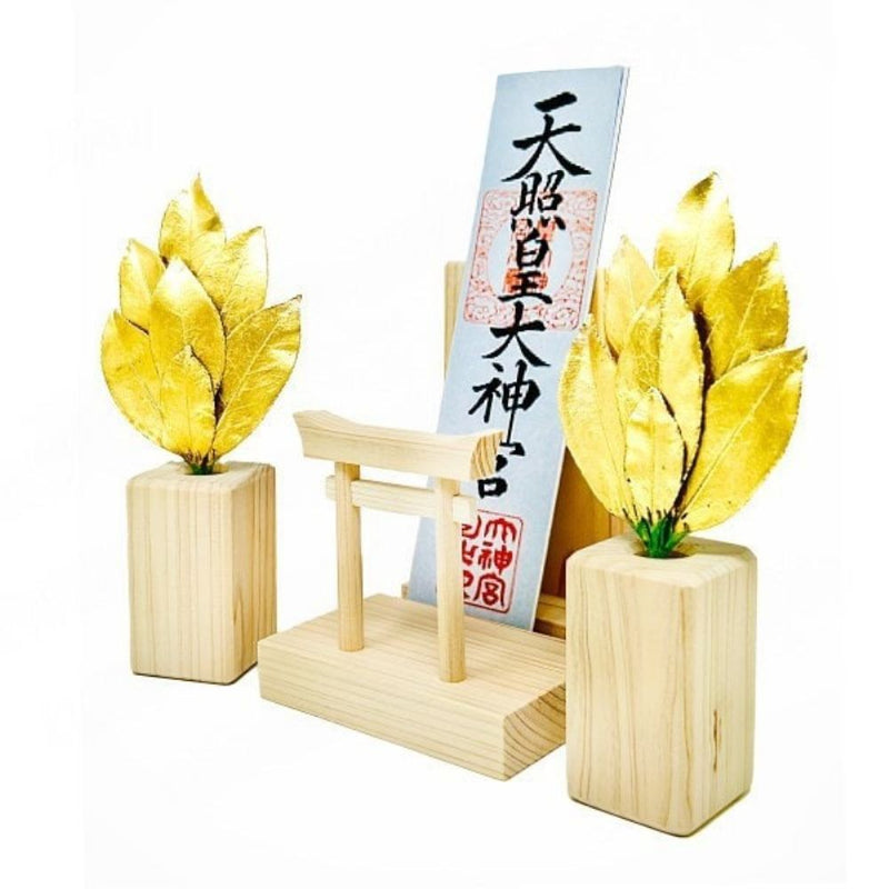 ミニ SS 金の榊 鳥居付き神棚セット ST-038 メーカー直送 ▼返品・キャンセル不可【他商品との同時購入不可】