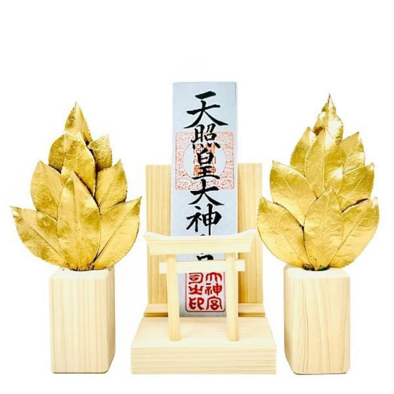 ミニ S 金の榊 鳥居付き神棚セット ST-040 メーカー直送 ▼返品・キャンセル不可【他商品との同時購入不可】