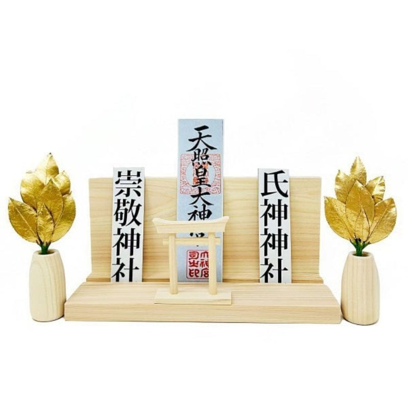 ミニ SS 金の榊丸立て 鳥居付神棚大セット ST-046 メーカー直送 ▼返品・キャンセル不可【他商品との同時購入不可】