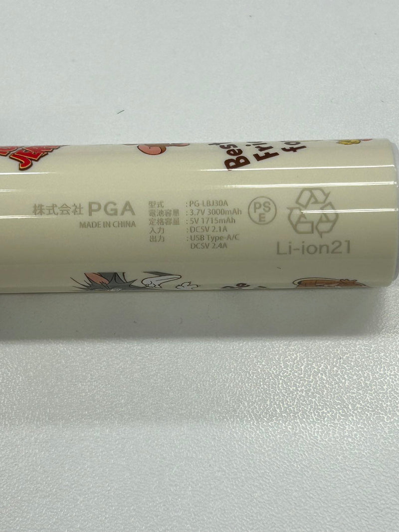 PGA スティック型モバイルバッテリー 3000mAh トムとジェリー PG-WLBJ30A01TAJ