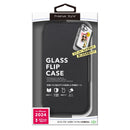 PGA iPhone16用 ガラスフリップケース ナイロンメッシュ調/ブラック PG-24AGF04BK 70g