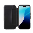 PGA iPhone16用 ガラスフリップケース ナイロンメッシュ調/ブラック PG-24AGF04BK 70g