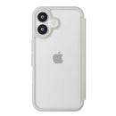 PGA iPhone16用 ガラスフリップケース サフィアーノ調/グレー PG-24AGF05GY 70g