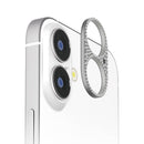 PGA iPhone16/16Plus 2眼カメラ用 カメラレンズフレーム ラインストーン/シルバー  6g