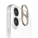 PGA iPhone 16/16Plus 2眼カメラ用 カメラレンズフレーム ラインストーン/ゴールド 6g