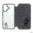 PGA iPhone 16用 ガラスフリップケース(フェルト) ミッキーマウス PG-D24AGF05MKY