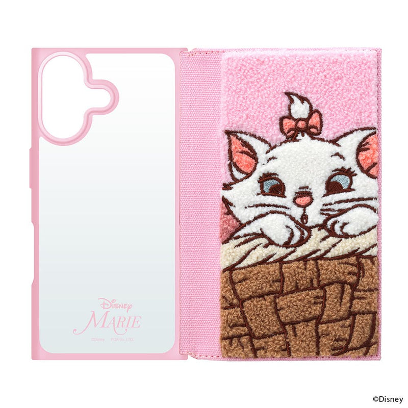PGA iPhone 16用 クリアフリップケース(サガラ刺繍) ディズニーマリー PG-D24ACF04MAR