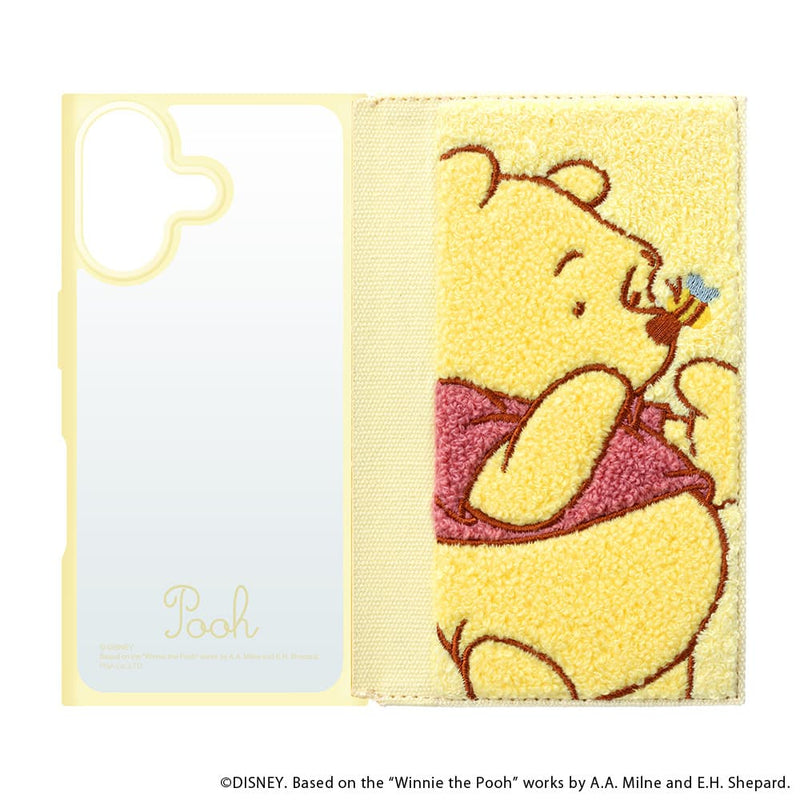 PGA iPhone 16用 クリアフリップケース(サガラ刺繍) くまのプーさん PG-D24ACF05POO