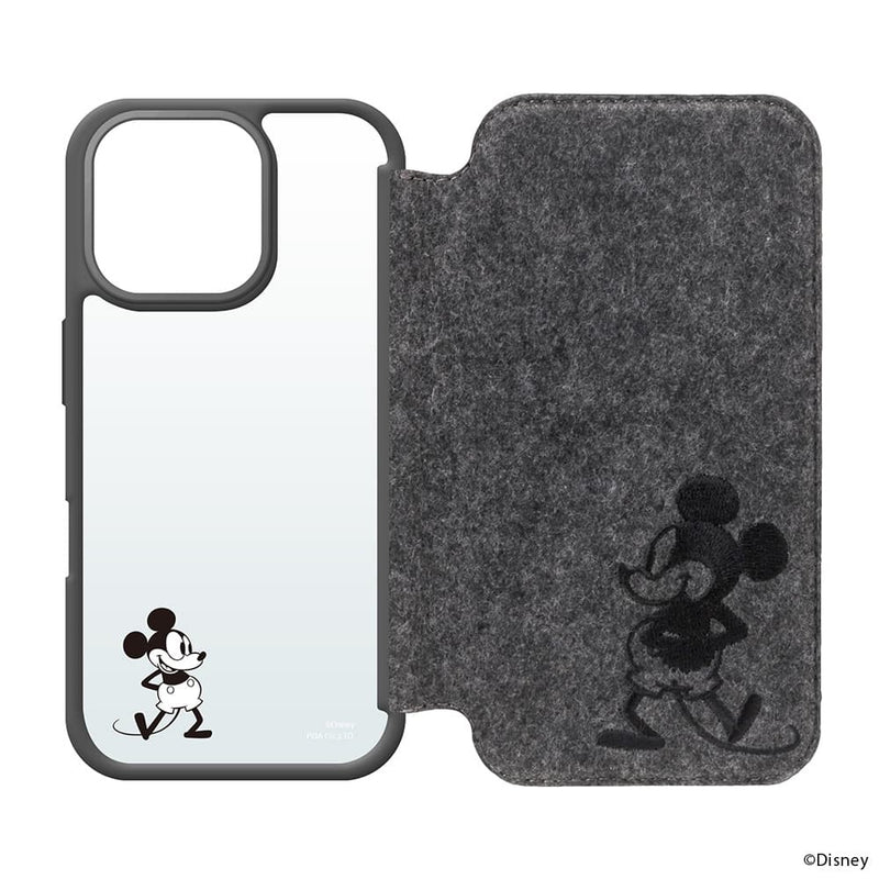PGA iPhone 16 Pro用 ガラスフリップケース (フェルト) ミッキーマウス PG-D24BGF05MKY