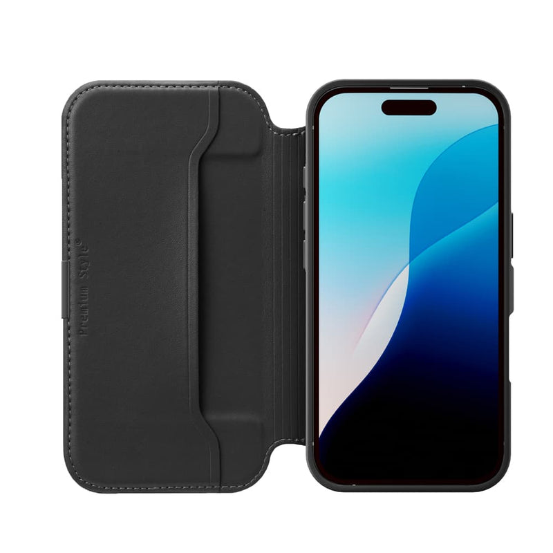 PGA iPhone 17用 ガラスフリップケース ブラック PG-25AGF01BK 65g