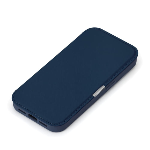 PGA iPhone 17用 ガラスフリップケース サフィアーノ調／ネイビー PG-25AGF04NV 65g