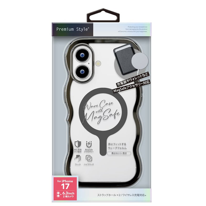 PGA iPhone 17用 MagSafe対応 ウェーブケース メタルブラック PG-25AMW02BK 35g