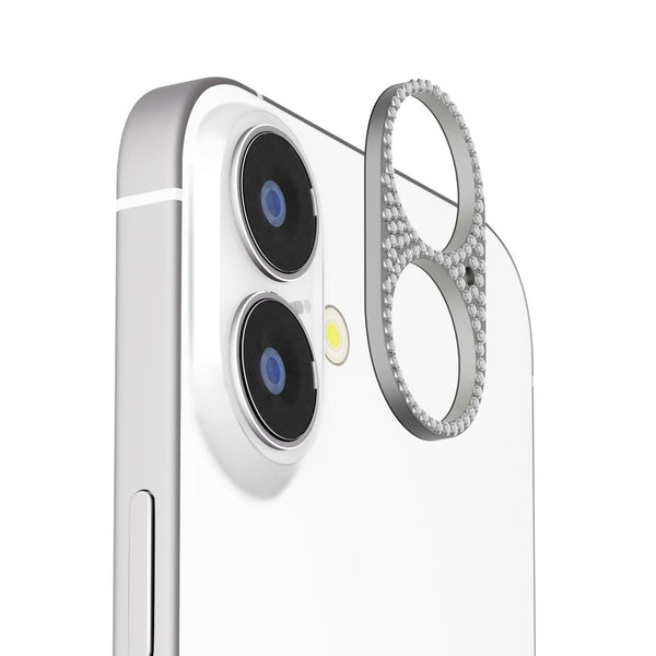 PGA iPhone 17／16／16 Plus用 カメラレンズフレーム ラインストーン／シルバー 6g