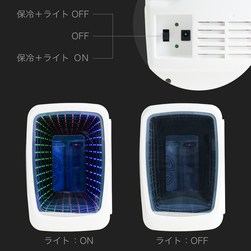 インフィニティミラー卓上冷蔵庫4L(ホワイト) LESEREHWH メーカー直送 ▼返品・キャンセル不可【他商品と同時購入不可】