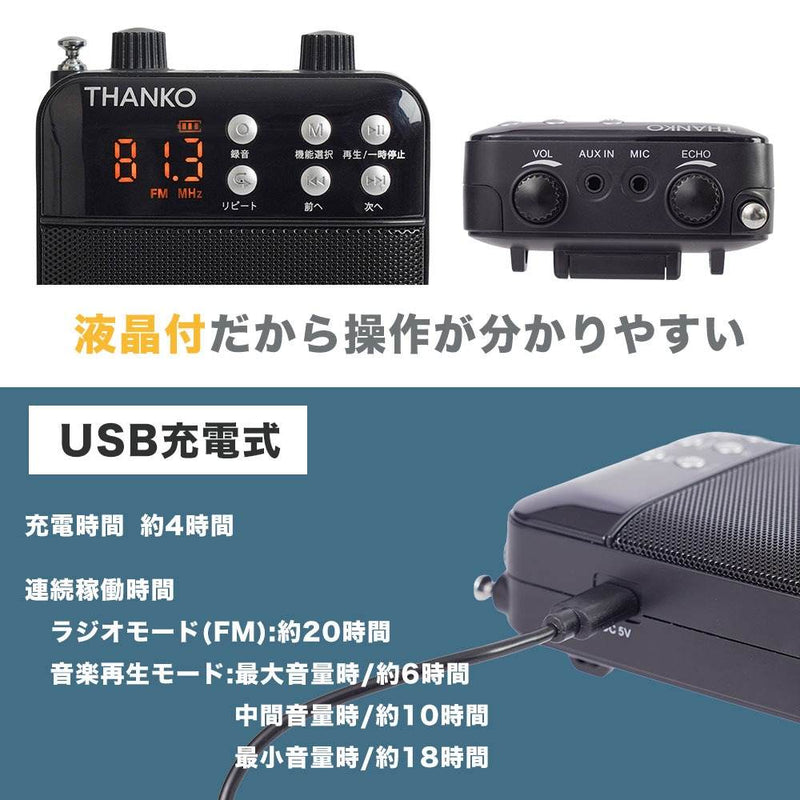 その場で録音再生できる多機能ポータブル拡声器 PRLU25SBK メーカー直送▼返品・キャンセル不可【他商品との同時購入不可】