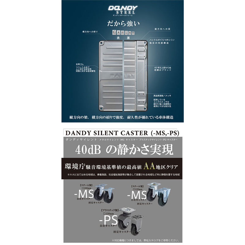 折畳片ハンドル台車サイレント UDL-DX-GS メーカー直送 ▼返品・キャンセル不可【他商品との同時購入不可】