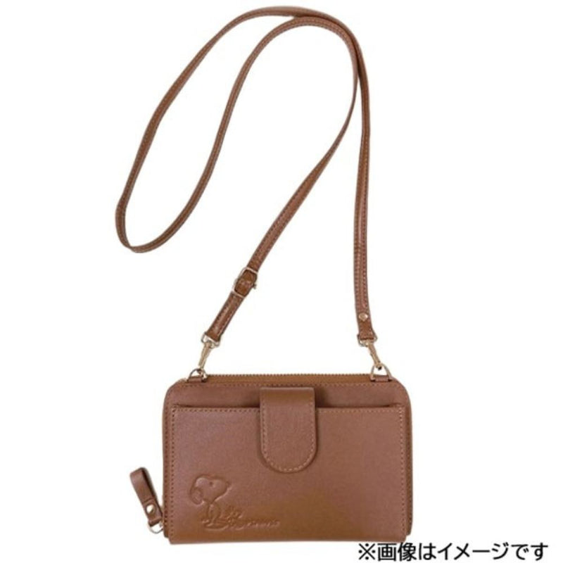 スヌーピーLC  財布機能付スマホショルダー 牛革 SN0156 メーカー直送 ▼返品・キャンセル不可【他商品との同時購入不可】