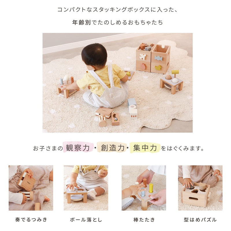 ホップル 木のおもちゃ スタッキングボックストイ いちご 【直送品