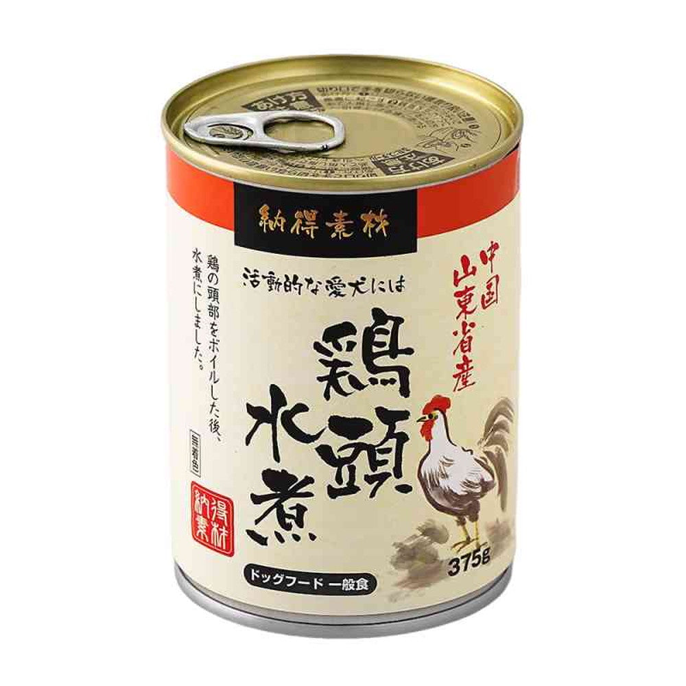 鶏頭水煮缶　375g x 48缶 ペットライブラリー 納得素材 鶏頭缶水煮 375g
