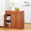 天然木カウンターワゴン 3枚扉 ブラウン[0254510] メーカー直送 ▼返品・キャンセル不可【他商品との同時購入不可】