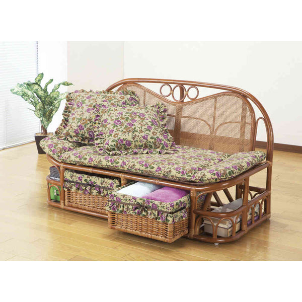 天然籐ハイバックカウチソファ 120cm幅[03506] メーカー直送 ▼返品・キャンセル不可【他商品との同時購入不可】