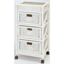 天然籐ランドリーチェスト スリム3段 ホワイト[0364820] メーカー直送 ▼返品・キャンセル不可【他商品との同時購入不可】