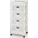 天然籐ランドリーチェスト スリム4段 ブラウン[0364910] メーカー直送 ▼返品・キャンセル不可【他商品との同時購入不可】