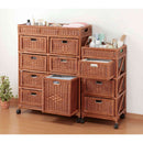 天然籐ランドリーチェスト ワイド3段 ブラウン[0365010] メーカー直送 ▼返品・キャンセル不可【他商品との同時購入不可】