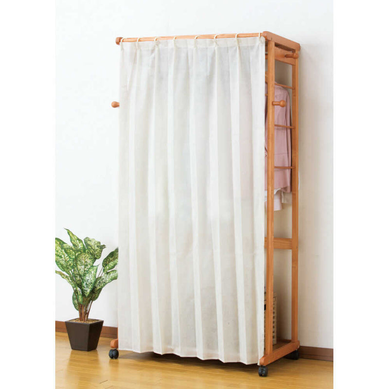 天然木カーテン付きシングルハンガー 90cm幅[03709] メーカー直送▼返品・キャンセル不可【他商品との同時購入不可】