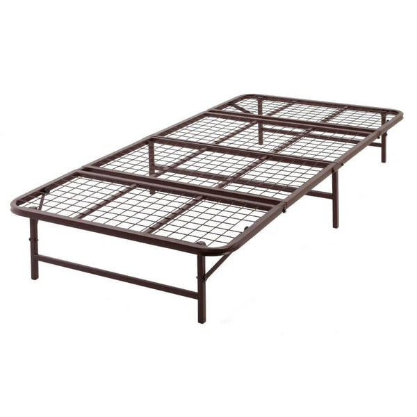 収納式折りたたみパイプベッド セミダブル ブラウン[04121] メーカー直送▼返品・キャンセル不可【他商品との同時購入不可】
