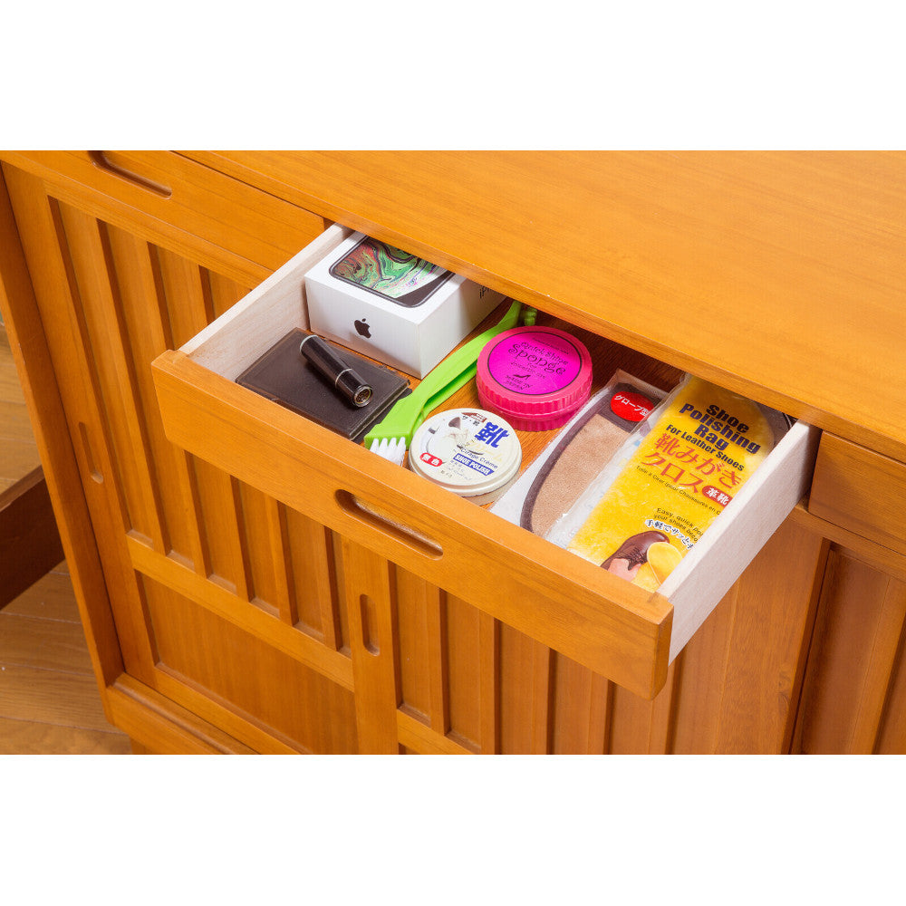 天然木和風引き戸シューズボックス 2枚扉[04143] 【直送品】 返品 