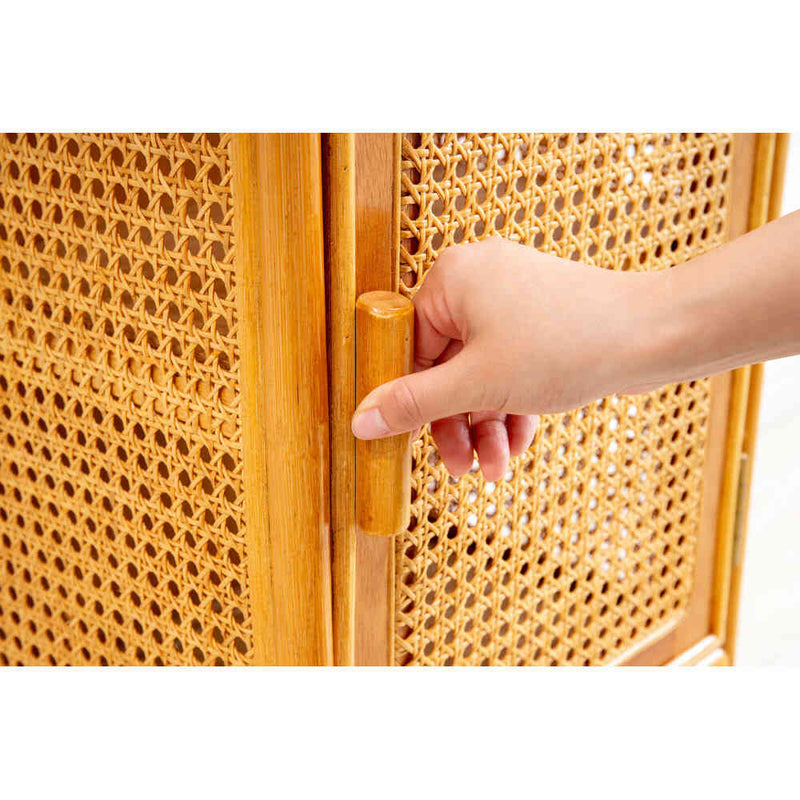 天然籐かごめ編みキャビネット[04592] メーカー直送 ▼返品・キャンセル不可【他商品との同時購入不可】